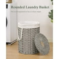 thumbnail image 2 of Laundry Hamper with Lid Laundry Basket with Lid 19.0 Gal (72 L) Round Wicker Laundry Basket Handwoven Rattan Basket with Lid Removable Bag 2 Mesh Bags Handles for Living Room Bathroom Gray, 2 of 15