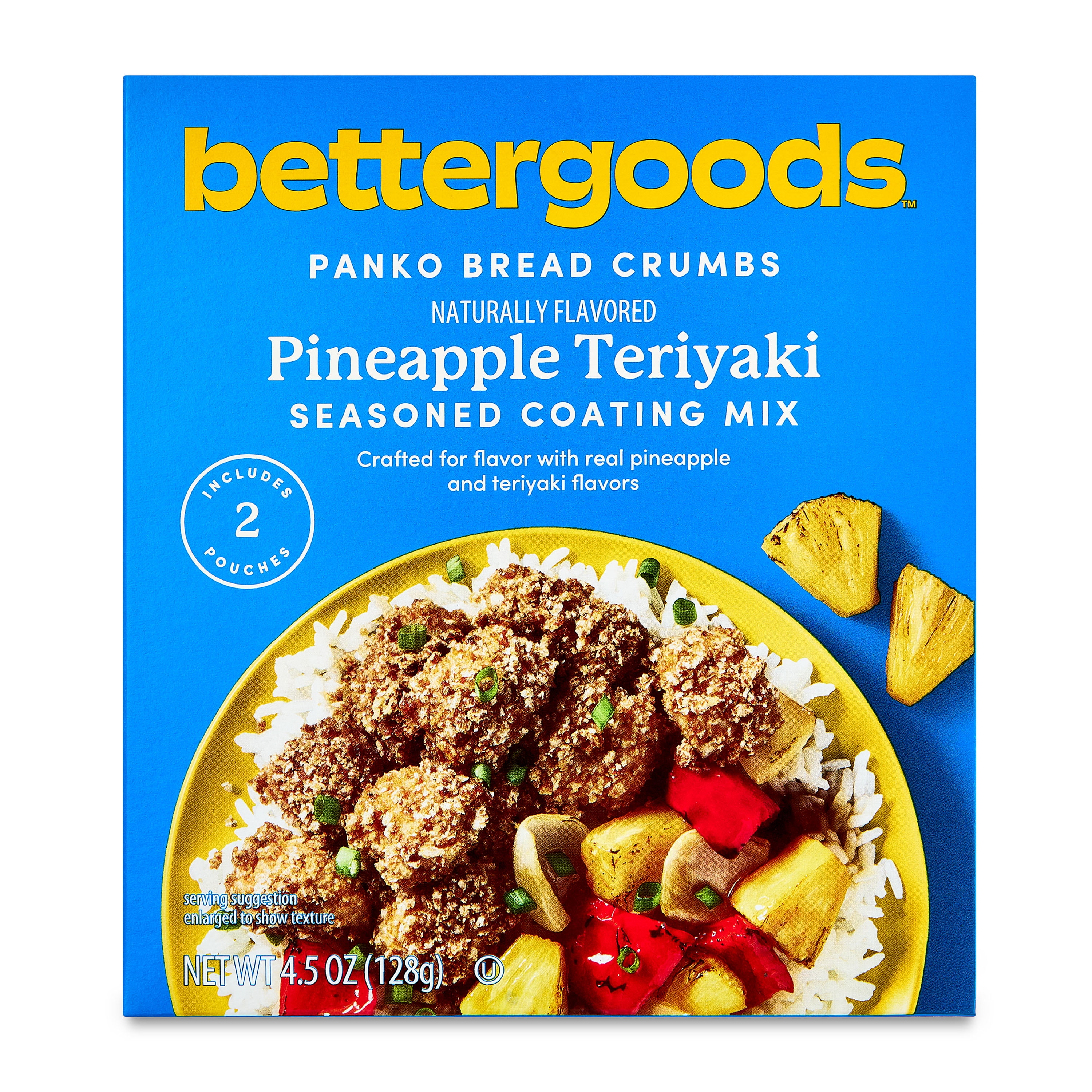 (4 pack) bettergoods Pineapple Teriyaki Panko Bread Crumbs Seasoned Coating Mix, 4.5 oz