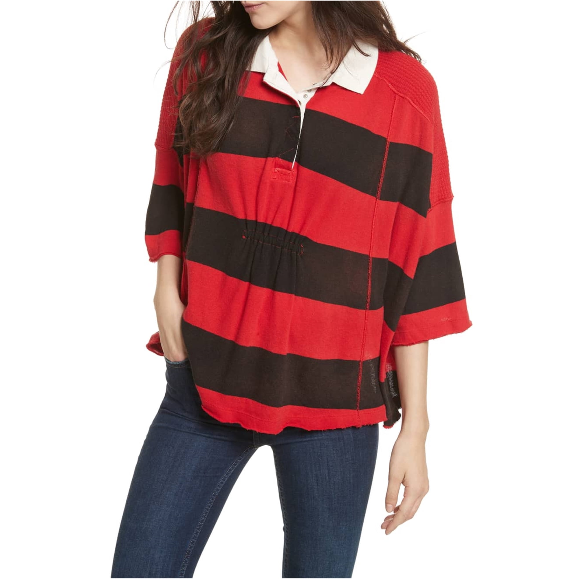 Womens Yuki Oversize Polo Sweater, Red 