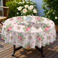 thumbnail image 4 of Pioneer Flower Floral Print Pattern Round Tablecloth 60 X 60 Inch, Wrinkle Resistant Wipeable Table Cloth for Kitchen Dining Picnic Patio Party, 4 of 6