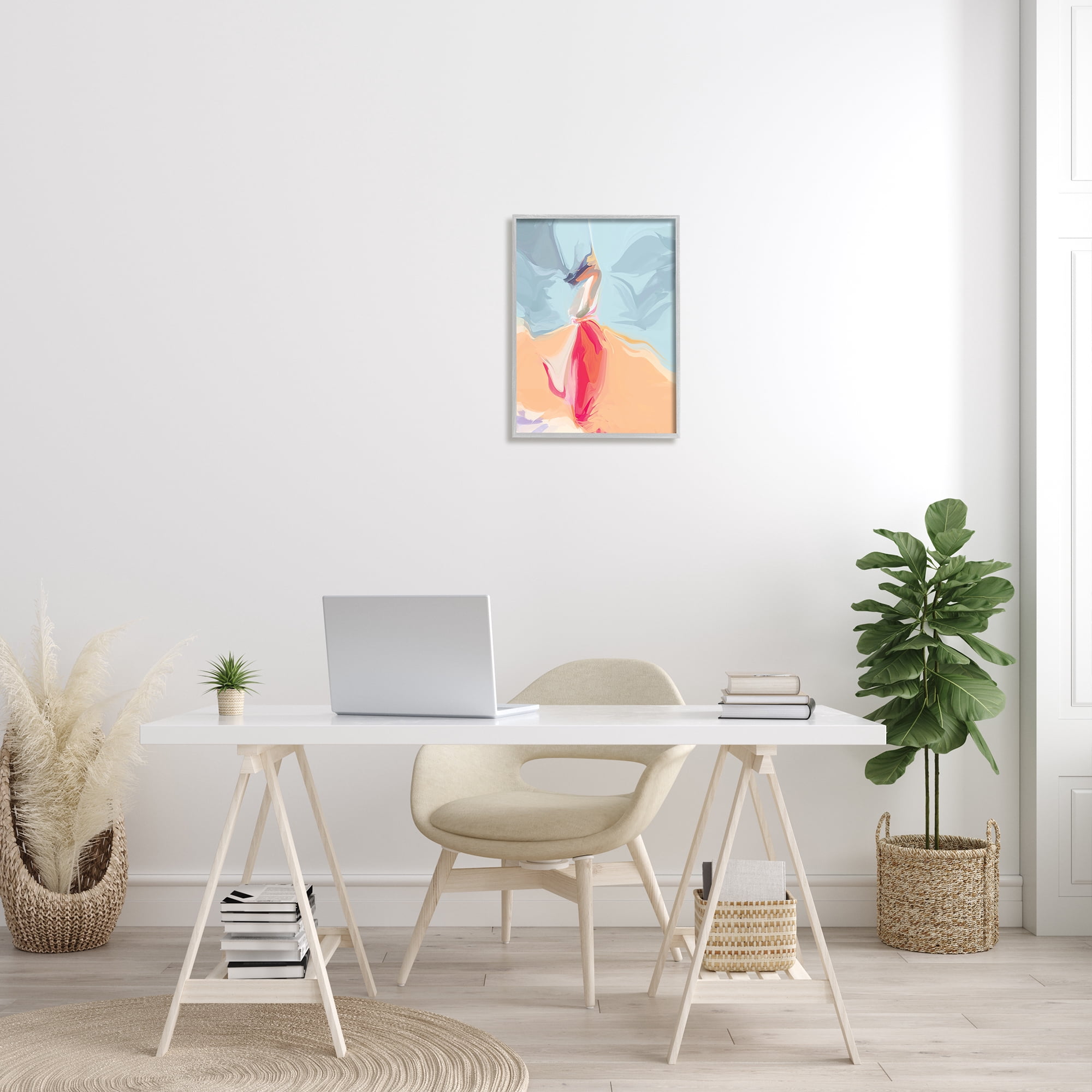 Irena Orlov Abstract Figure Dancing Movement Pink Blue Orange 16 in x 20 in Framed Painting Canvas Art Print, by Stupell Home Décor