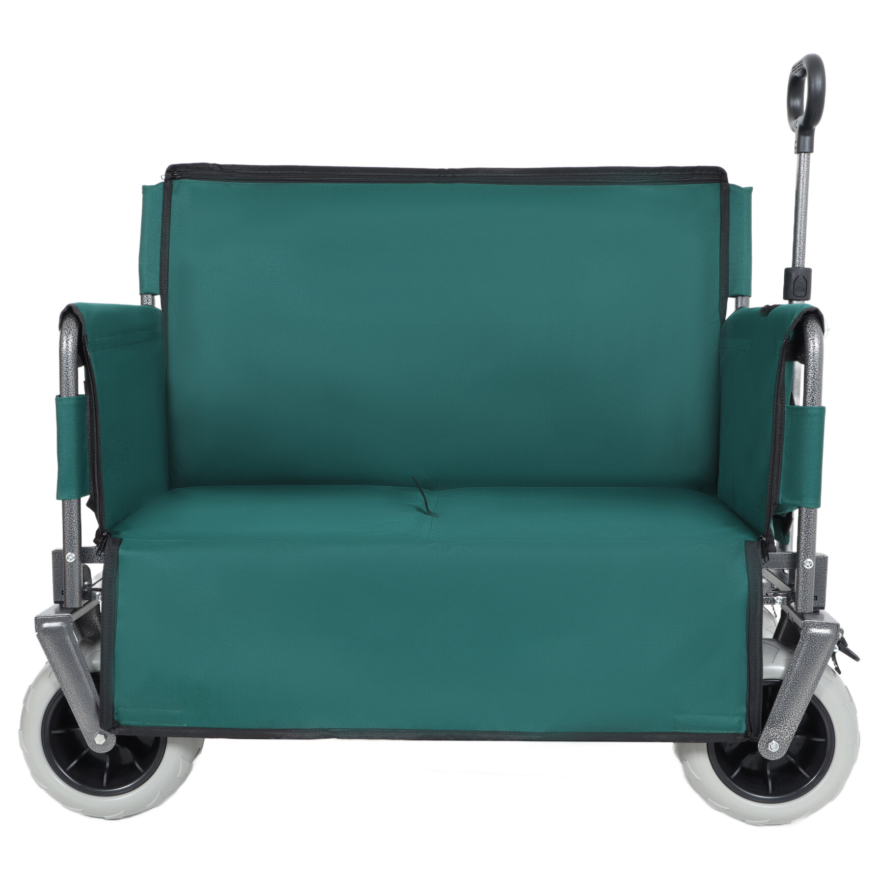 3-in-1 Wagon Carts Foldable with Bench Seat, 500lbs Capacity Wagon with 360° Swivel Beach Tires, Heavy-Duty Utility Wagon for Camping & Beach, Green