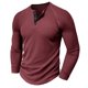 thumbnail image 1 of pstuiky manga larga para hombre, Camisa informal de manga larga con cuello redondo y botones de color liso para hombre top de hombre s, 1 of 8