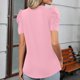 thumbnail image 4 of Camiseta de Manga Corta de Cuello Redondo de Color Sólido de la Moda para las Mujeres, Poliéster Casual Top, Lavado de Manos, 4 of 7
