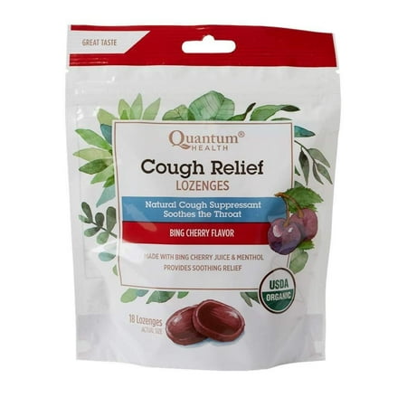 Quantum Health Organic Cough Relief Lozenges, Bing Cherry Flavor, 18