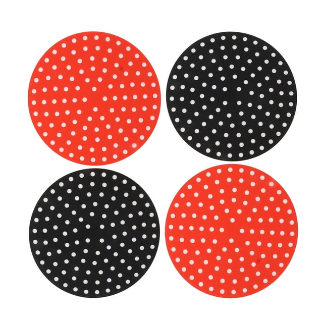 Doublures Réutilisables pour Friteuse à Air Chaud, Tapis Rond en Silicone à Découpe Facile pour Accessoires de Friteuse à Air 2 X 20cm/7.9 Po Rouge, 2 X 20cm/7.9 Po Noir,2 X 23cm/9.1 Po Rouge, 2 X 23cm/9.1 Po Noir