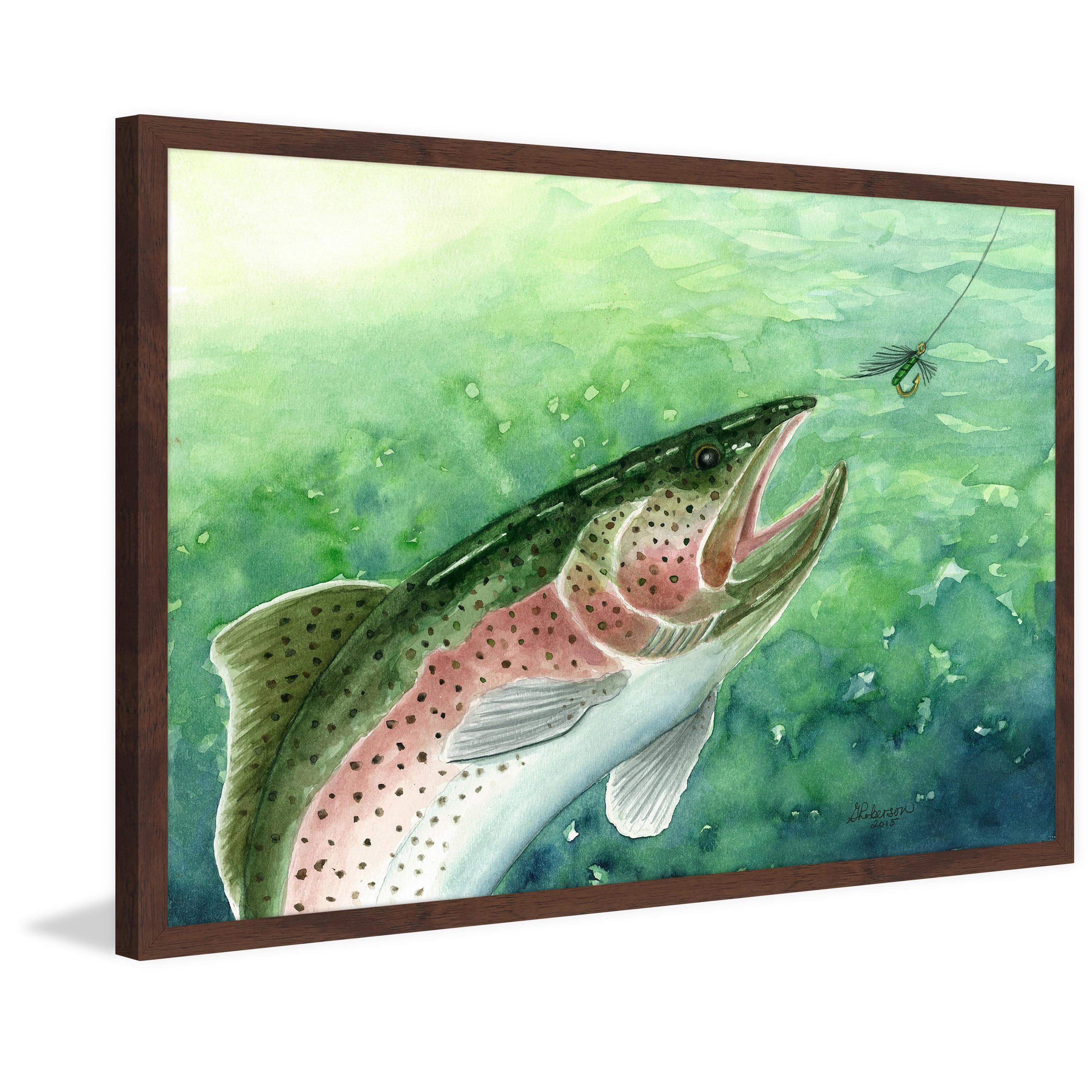 "Catching Trout" Framed Painting Print