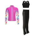 thumbnail image 2 of Alvivi Kids Girls Ice Skating Sport Outfit Long Sleeve Jacket +Tank Top + Pants Training Clothes Set Black&Hot Pink 6, 2 of 6