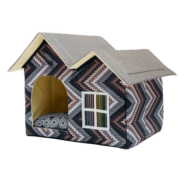 Methold Perrera de poliéster para perros y gatos para fácil almacenamiento y viaje - Caseta cálida y linda para perros y gatos Suministros para perros Marrón