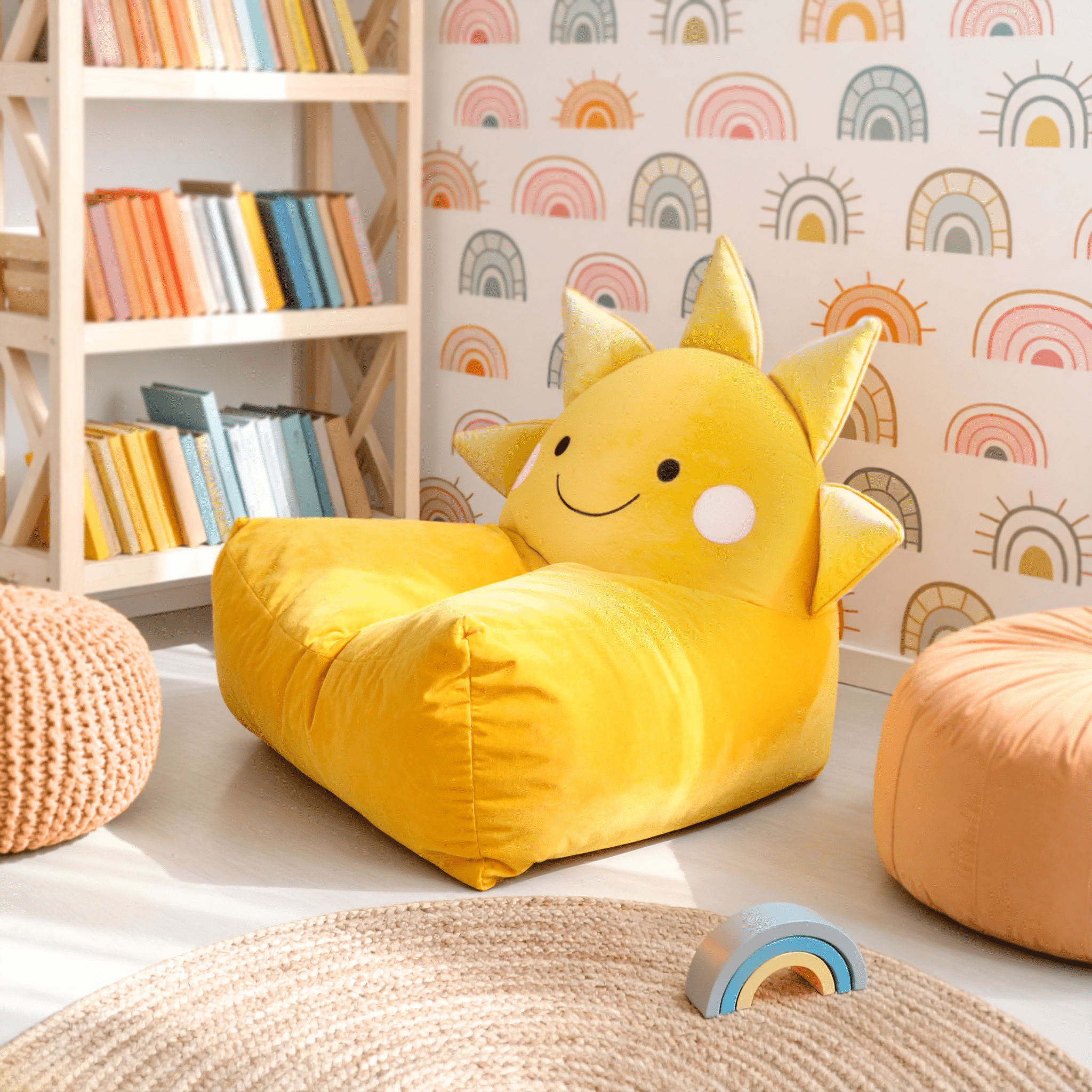 Mainstays Kids Compressed Foam Chair, Yellow Sun