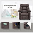 thumbnail image 4 of Resenkos Kids Recliner Chair with Cup Holder and Footrest for Children-Brown, Kids Chairs for Kids, 4 of 7