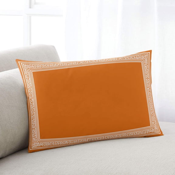 Burnt Orange Geometric Oversized Pillow Covers, Country Greece Key Art Soft Breathable Throw Pillow Cases with Invisible Zipper, Decorative Pillowcase Pillows Protectors for Sofa Bed Couch 24"x36"