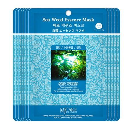 Pack of 35, The Elixir Beauty Korean Beauty Collagen Premium Essence Full Face Facial Mask Sheet Pack Sea Weed Essence 23g