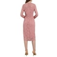 thumbnail image 3 of INSPIRE CHIC Women's Dress V Neck Floral Lace Sheer Long Sleeve Midi Cocktail Dress S Pink, 3 of 5