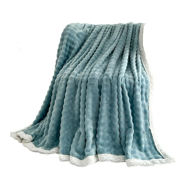 Bwiyojiz Home & Kitchen Decor Bedding Textiles Blankets Throws Soft Fleece Blanket Warm and Layer Double-sided All-season Solid Color, Gifts for Mom, Blue