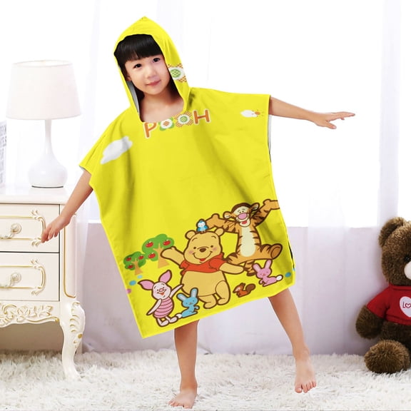 Winnie Hooded Poncho Towels, Soft & Absorbent Microfiber Beach Towel, Swimming Pool Changing Robe Bathrobe Bath Towel