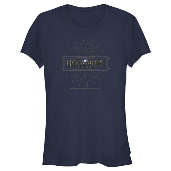 Junior's Hogwarts Legacy Art Deco Logo Graphic Tee Navy Blue Large