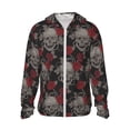 thumbnail image 2 of Uemuo Skull and Red Roses Pattern Women's Full Zip UPF 50+ Sun Protection Hoodie Jacket Long Sleeve Sun Shirt Hiking Outdoor Performance with Pockets-XX-Large, 2 of 9