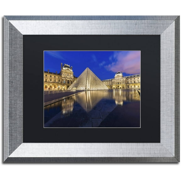 Trademark Fine Art "Golden Hour in the Louvre" Canvas Art by Mathieu Rivrin, Black Matte, Silver Frame