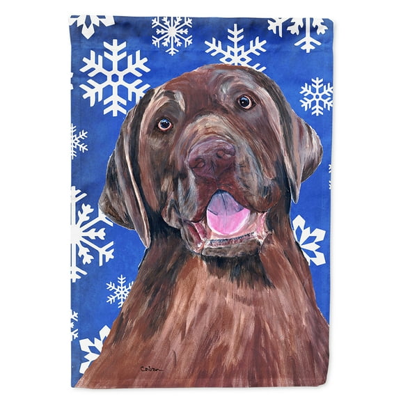 Labrador Winter Snowflakes Holiday Flag Canvas House Size