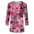 thumbnail image 5 of NAMTYQX Cancer Shirts for Women Pink Ribbon Print Lounge Boxy Fit 3/4 Sleeve Pink Size L, 5 of 5