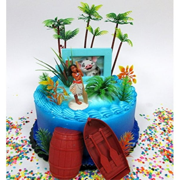 Moana Tropical Themed Moana Birthday Cake Topper Set Featuring Moana Figure And Decorative Accessories Walmart Com Walmart Com