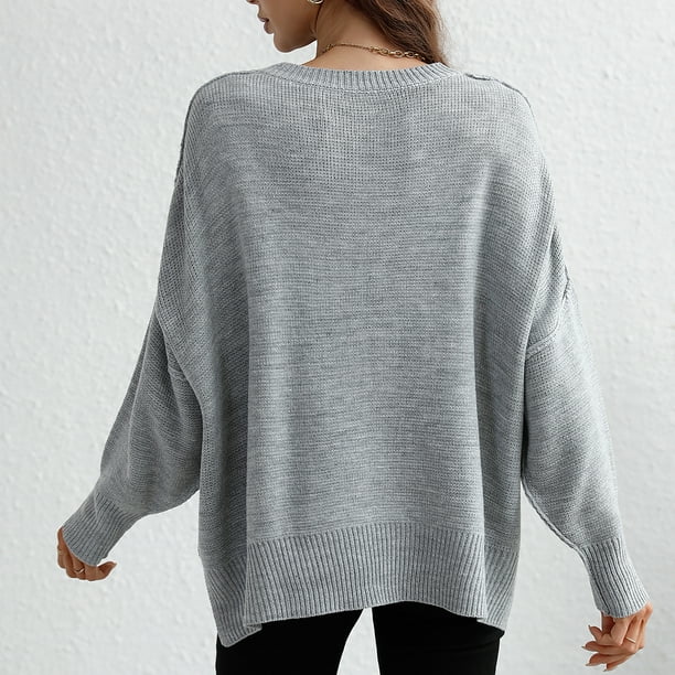 Pullover Sweater Fashionable Knit Sweater Long Sleeve Breathable Splicing Seam For Shopping Dating ANGGREK Otros Walmart en linea