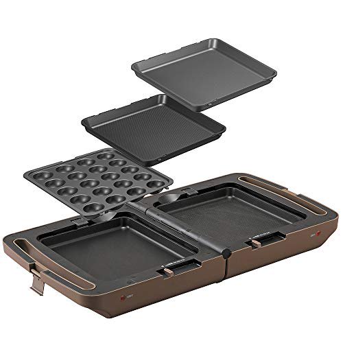 Iris Ohyama Hot Plate Double-sided Hot Plate Flat Plate Takoyaki Plate 3  Grilled Meat Plates Folding with Cover Simultaneous Cooking Can be Washed  Compact Storage DPOL-301-T Brown - Walmart.com