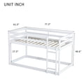 thumbnail image 4 of Tulib Low Bunk Bed Twin Over Twin, Bed Frame with Ladder, Safety Guardrails & Reinforced Slats, for Bedroom & Dorm, White, 4 of 7