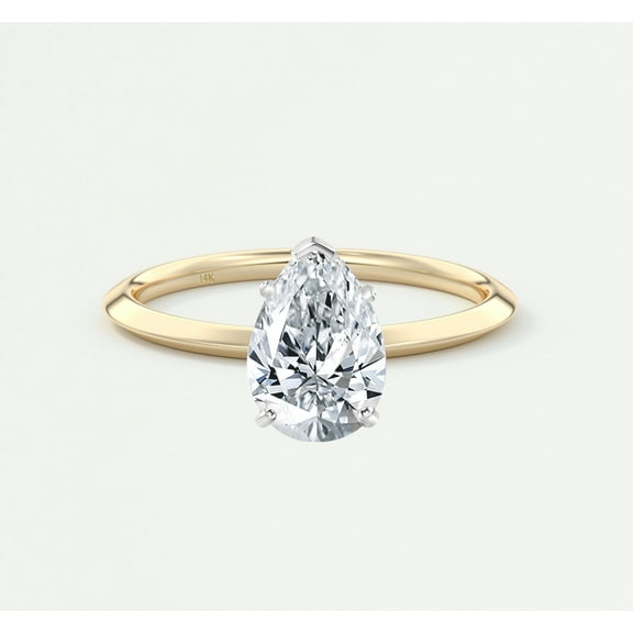 4 Ct Pear Cut Lab Created Diamond 14K Yellow Gold Plated Diamond Ring