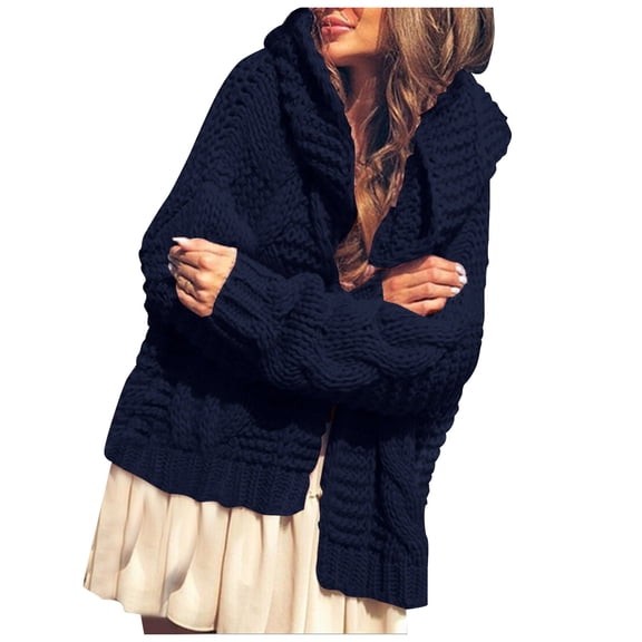 Vedolay Cardigans for Women Open Front Knit Coat Sweaters for Women Navy,M