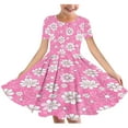 thumbnail image 2 of THDHVS Kids Dress,Casual A Line Midi Dress with Short Sleeves for Girls Everyday Comfortable and Summer Outing,Dresses for Girls Hot Pink, 2 of 5