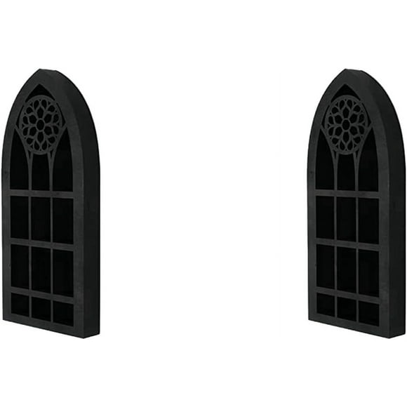 2X Wall Mounted Floating Shelves Old Window Crystal Wall Shelf Wall Hanging Gothic Boho Black Essential Oil Shelf