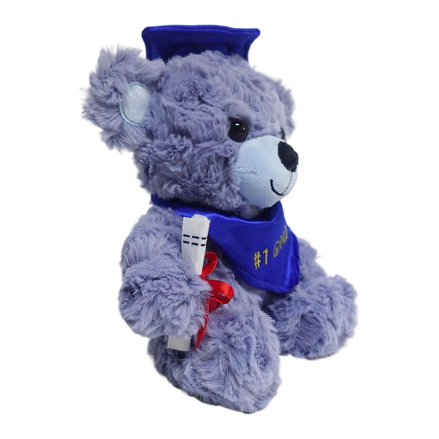 Way to Celebrate Small Curly Plush Bear Blue, 9inch