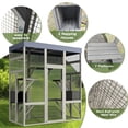 thumbnail image 4 of Gray Wooden Catio Outdoor Pet Enclosure with Waterproof Top, Spacious and Secure Cat House & Small Animal Cage,2 Napping Boxes, 4 of 8