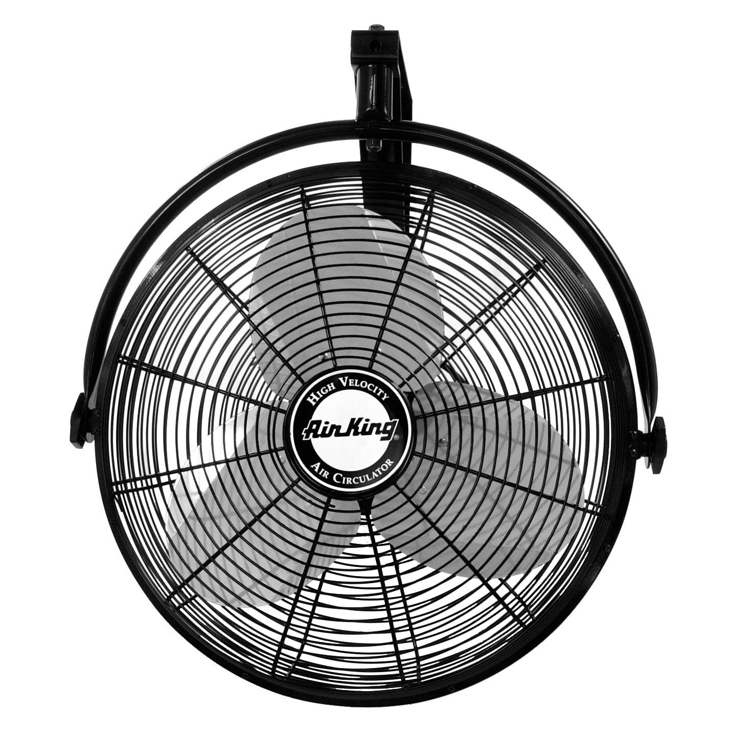 Air King 20 Inch 1/6 Horsepower 3-Speed 90-Degree Adjustable Angle Non-Oscillating Enclosed Workshop Home Garage Steel Wall Mounted Fan, Black