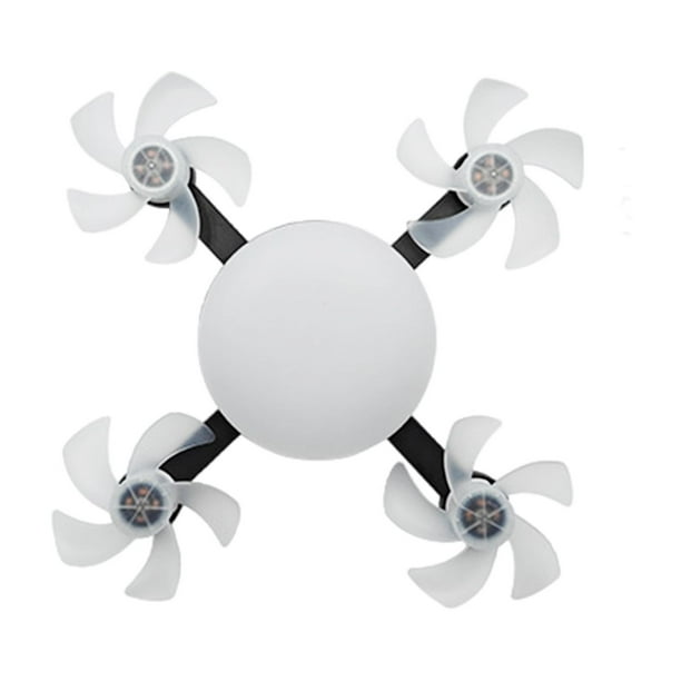 Bearachild Ventilador de techo ABS con interruptor de control remoto y atenuación infinita de tres colores con tornillo estándar E27. Electrodomésticos negro 4 cabezas
