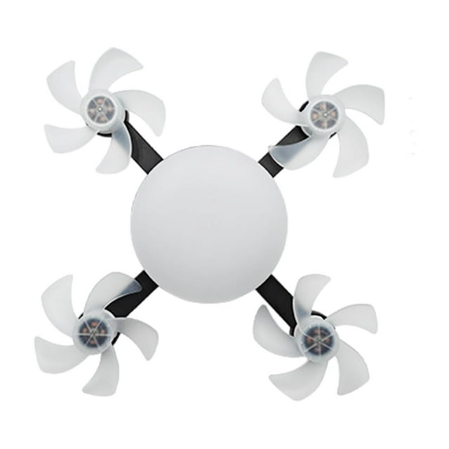 Bearachild Ventilador de techo ABS con interruptor de control remoto y atenuación infinita de tres colores con tornillo estándar E27. Electrodomésticos negro 4 cabezas