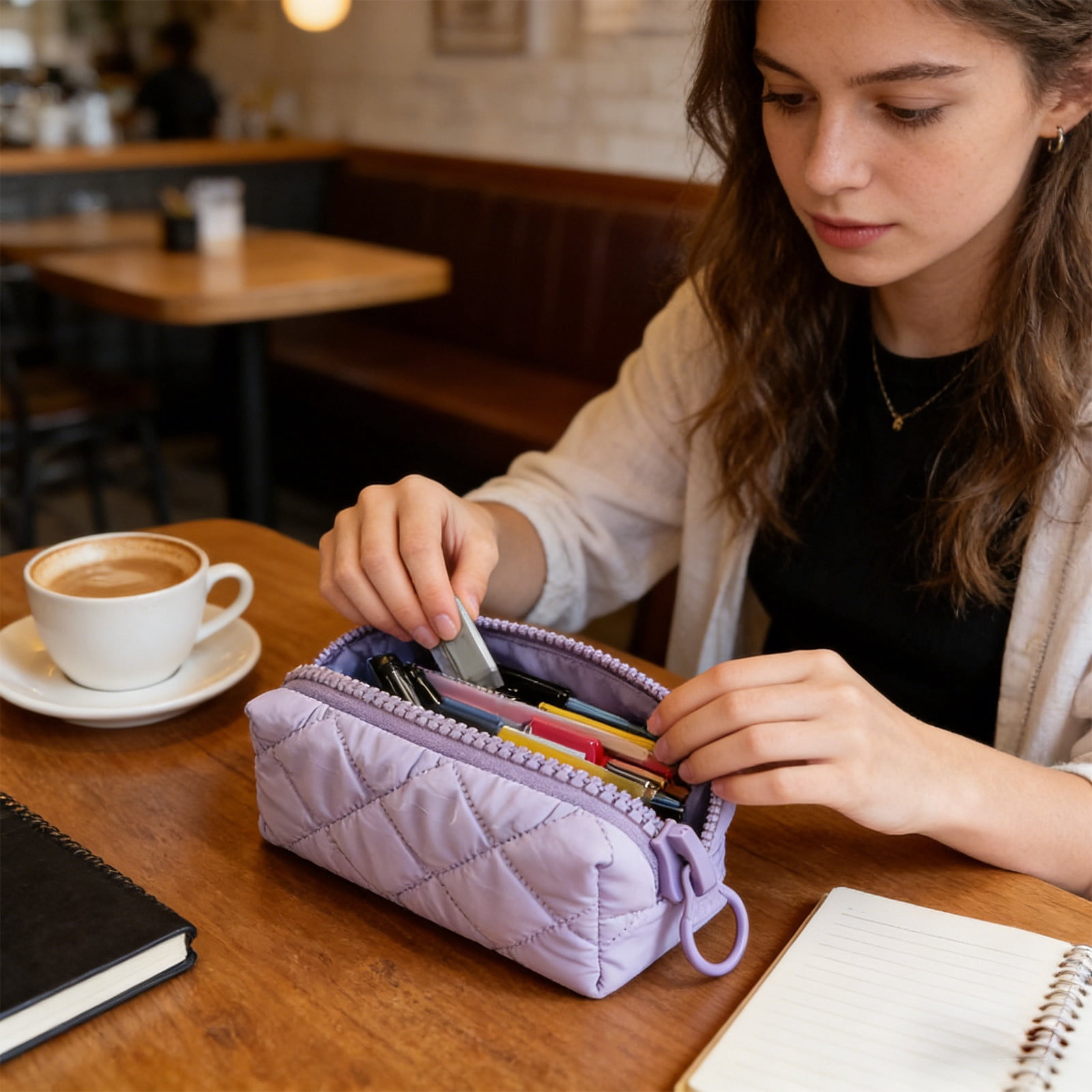 Fufafayo Pencil Case Large Capacity, Teen Stationery Storage Bag, Soft Zipper Cosmetic Organizer for Study Office Travel