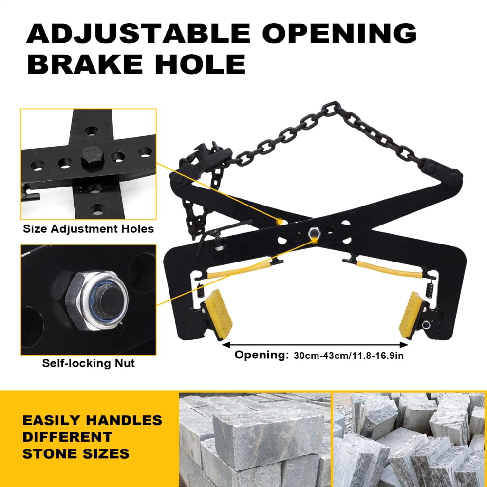 Vertical Stone Scissor Clamps 700Lbs Capacity, 12-17 Inch Adjustable Range for Marble, Glass, and Metal Slab Handling in Warehouses