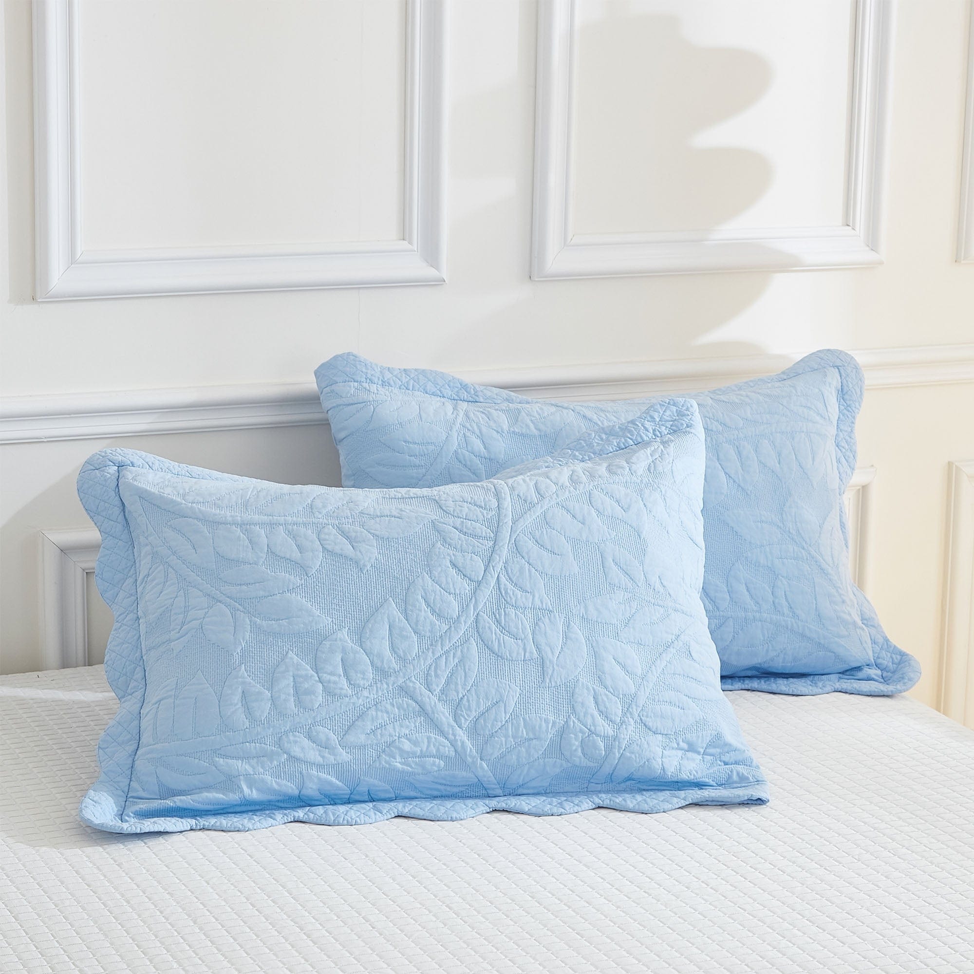 MarCielo  3 Piece Cotton Oversized Bedspread Quilt Set Tmonica Light Blue - Queen