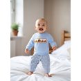 thumbnail image 6 of BemeyourBBs Boy 2-piece Outfit Long Sleeve Embroidery Sweatshirt Plaid with Pants, 6 of 9
