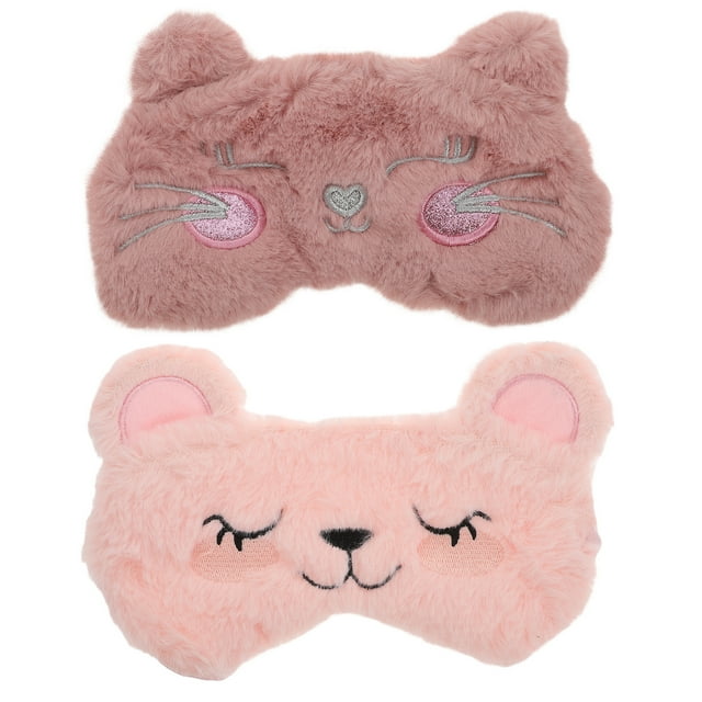 Miangastore 2pcs Plush Eye Masks Eye Protective Patches Cartoon Shading Blindfolds