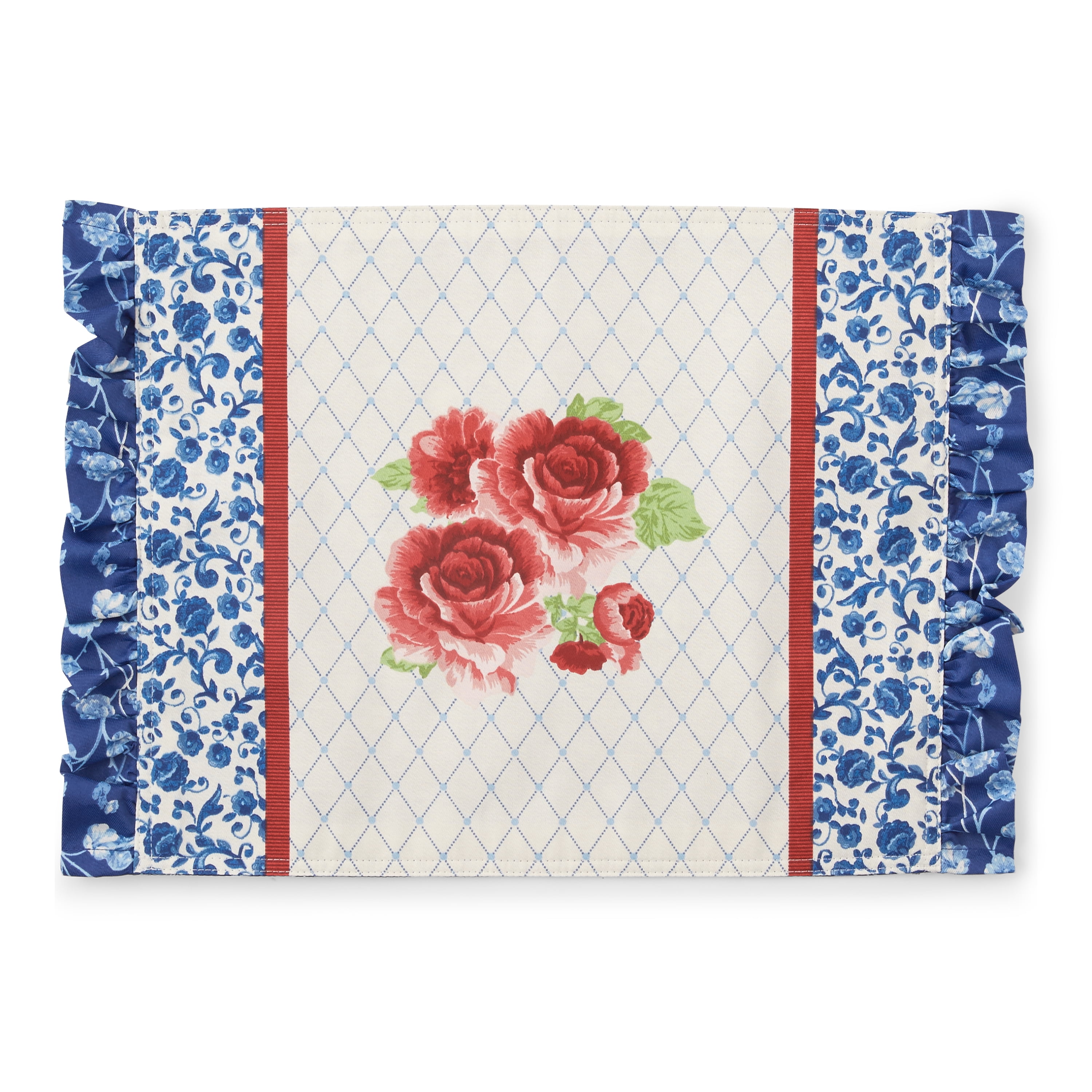 Pioneer Woman SWEET ROSE Embroidered Reversible 100% Cotton Placemats Set Of 6 