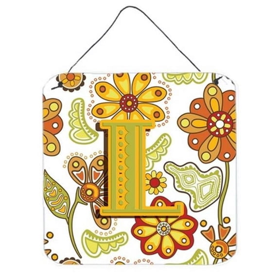 Carolines Treasures CJ2003-LDS66 Letter L Floral Mustard And Green Wall and Door Hanging Prints