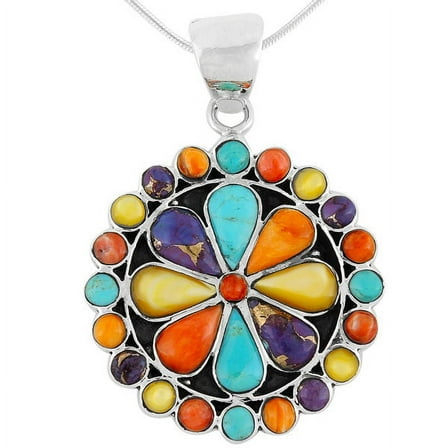 Turquoise Jewelry Necklace Multi-Colors for Women Sterling Silver 925 | Turquoise Network | PN3060-C71-S20