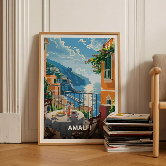 Amalfi Coast Scenic Landscape Poster, Italy Travel Art, Coastal Wall Decor, Mediterranean Travel Theme, Home And Office Decoration Wall Art, Modern Wall Decor, 8x12 UNFRAMED