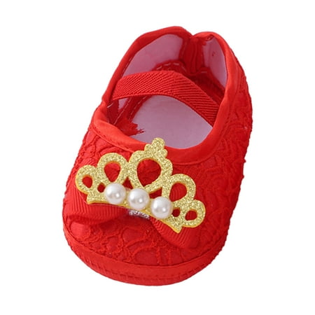 

Quealent Girls Shoes Kid Slipper Baby Shoes Fashion Soft Sole Toddler Shoes Pearl Dress Flower Princess Shoes Toddler Slippers Toddlers 2 Red 4