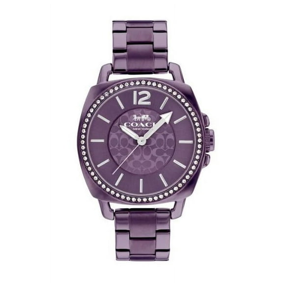 Coach 14503983 Boyfriend Purple/Silver Tone Glitz Dial Stainless Steel Purple Bracelet Band Women's Watch