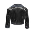 thumbnail image 4 of Hansber Kids Girls Shiny Metallic Long Sleeve Jacket Hip Hop Jazz Dance Crop Top Rave Party Festival Coat Outerwear Black 14, 4 of 6